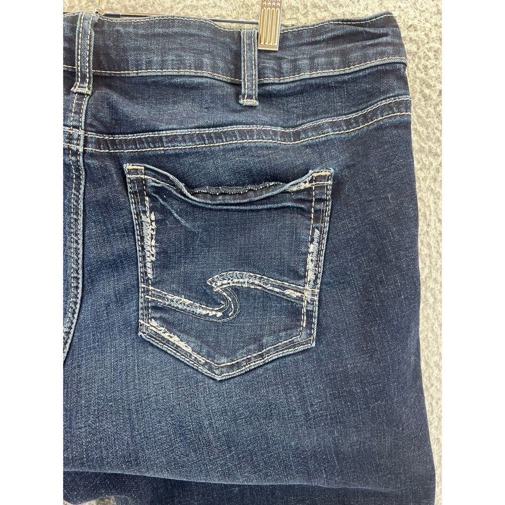Silver Jeans Co. Boyfriend Jeans Women's 14 Dark Indigo Wash Whiskering
